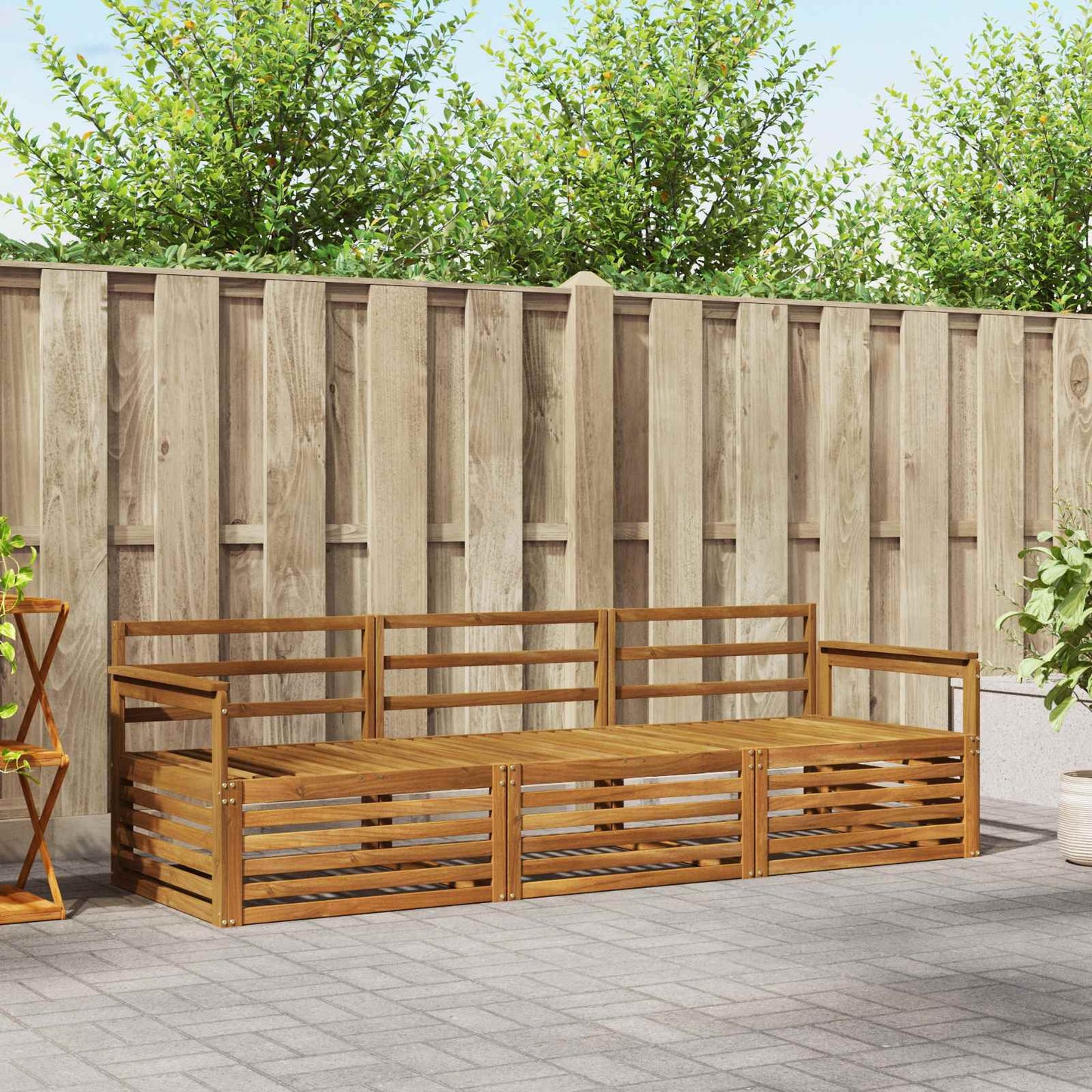vidaXL Outdoor Sofa Set 3 pcs Natural Solid Acacia Wood 1