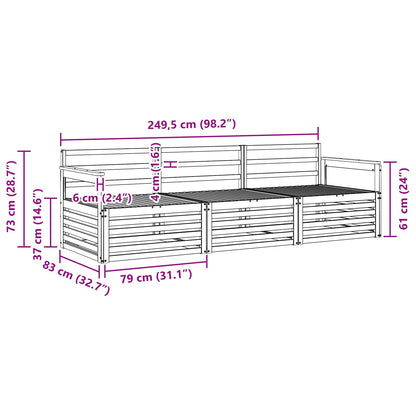 vidaXL Outdoor Sofa Set 3 pcs Natural Solid Acacia Wood 6