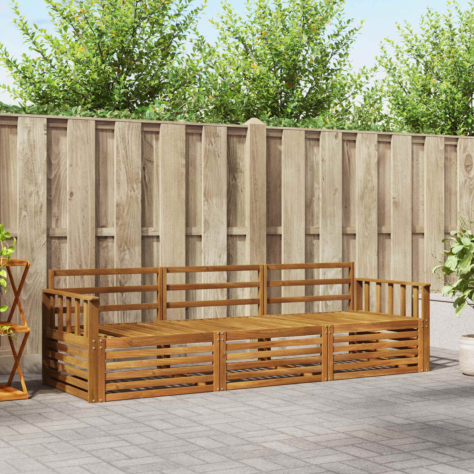 vidaXL Outdoor Sofa Set 3 pcs Natural Solid Acacia Wood 1