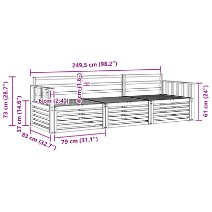 vidaXL Outdoor Sofa Set 3 pcs Natural Solid Acacia Wood 6