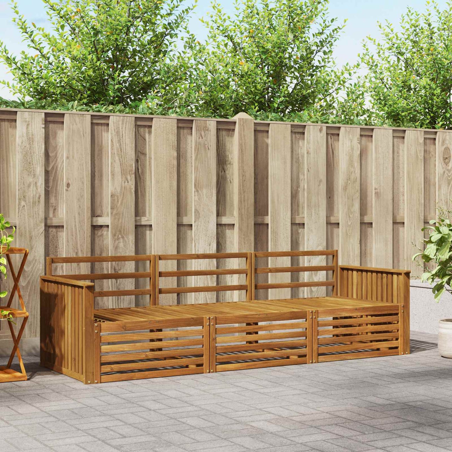 vidaXL Outdoor Sofa Set 3 pcs Natural Solid Acacia Wood 1