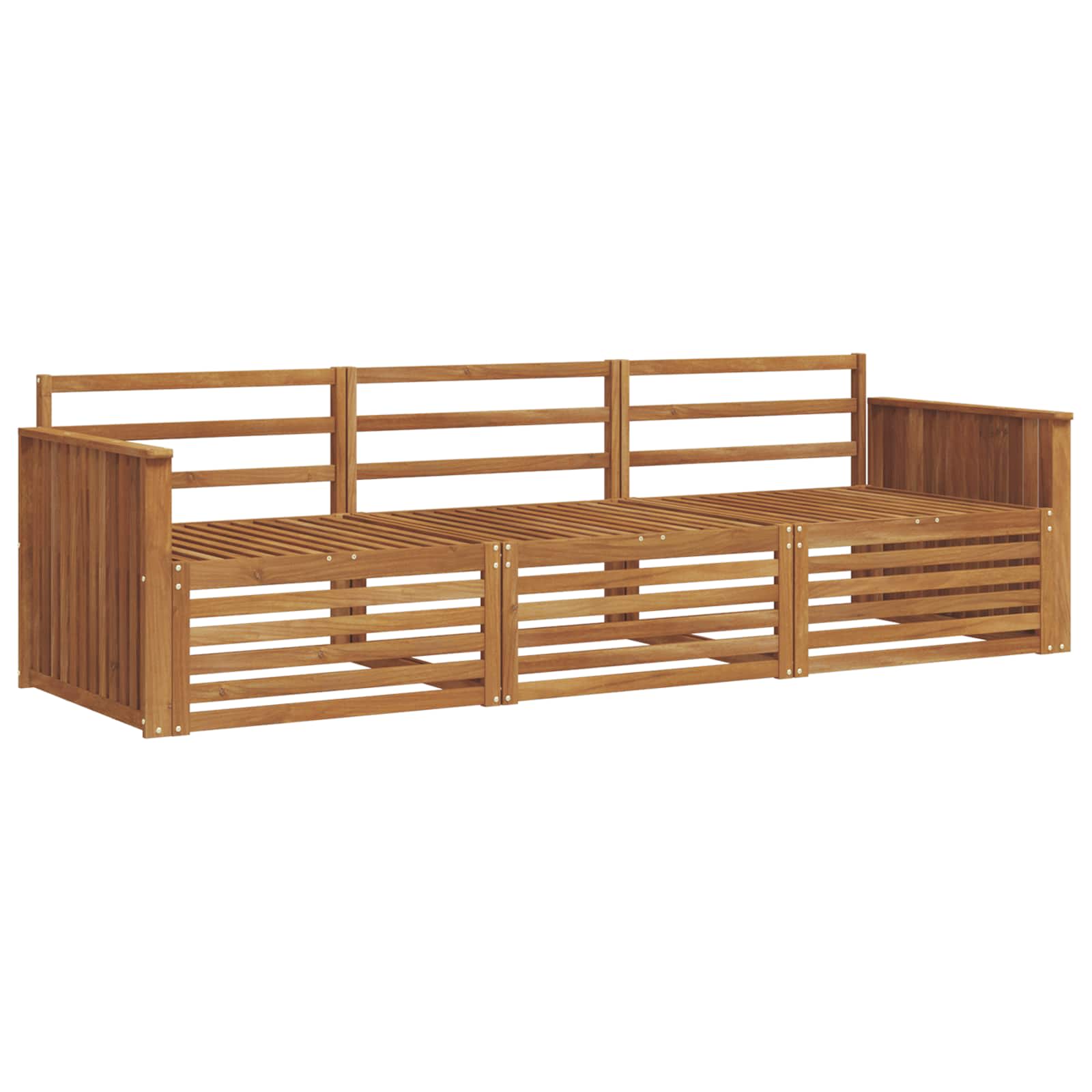 vidaXL Outdoor Sofa Set 3 pcs Natural Solid Acacia Wood 2