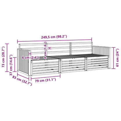 vidaXL Outdoor Sofa Set 3 pcs Natural Solid Acacia Wood 6