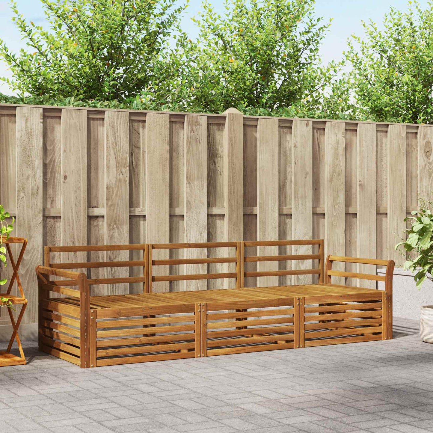 vidaXL Outdoor Sofa Set 3 pcs Natural Solid Acacia Wood 1