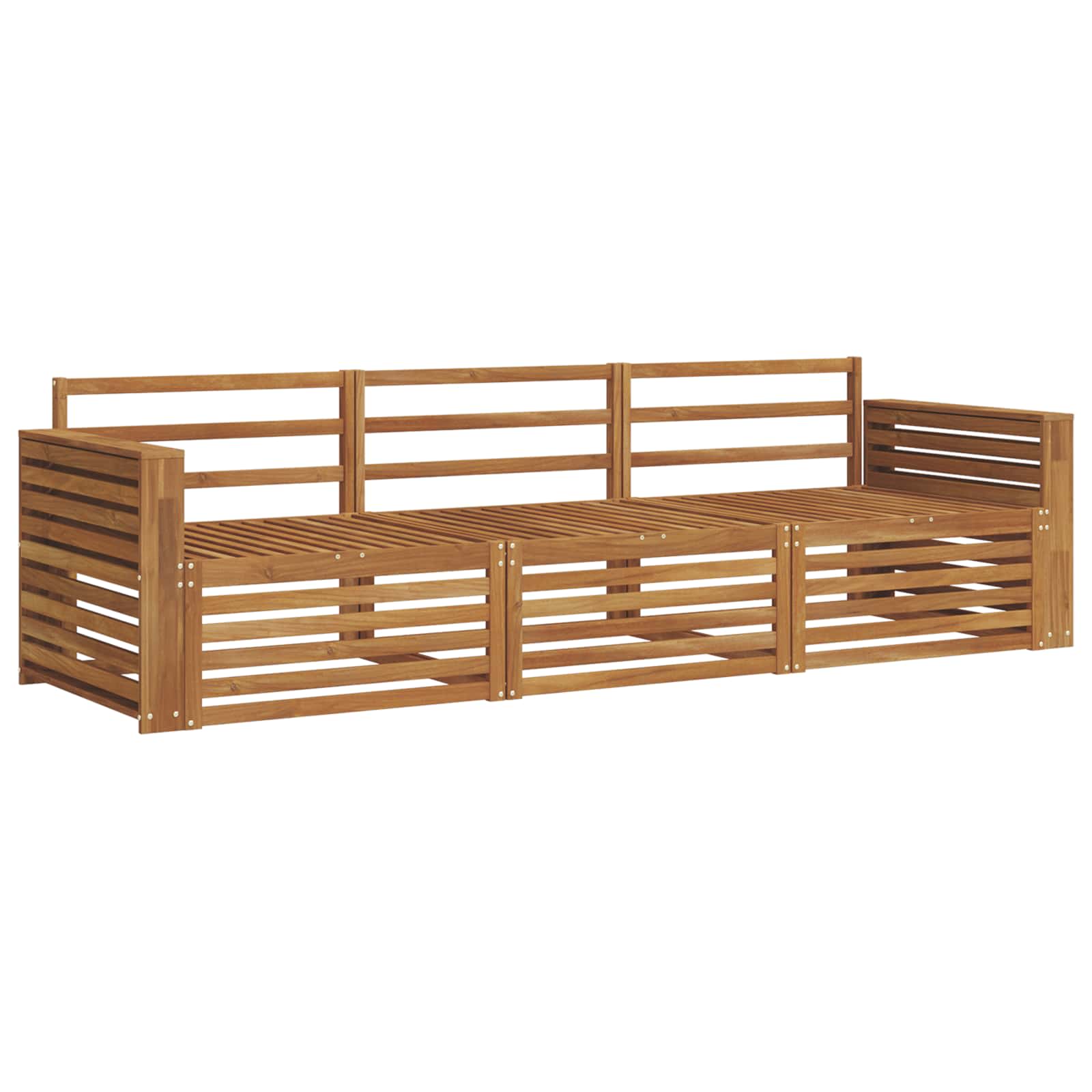 vidaXL Outdoor Sofa Set 3 pcs Natural Solid Acacia Wood 2