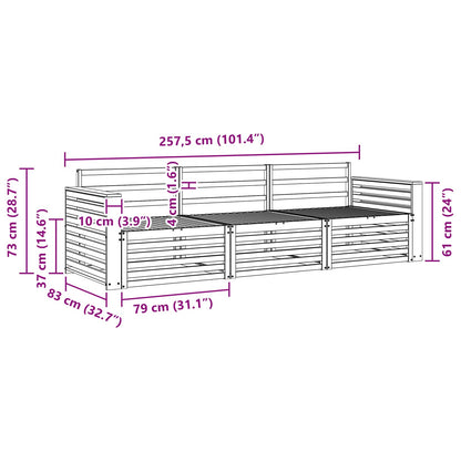 vidaXL Outdoor Sofa Set 3 pcs Natural Solid Acacia Wood 6