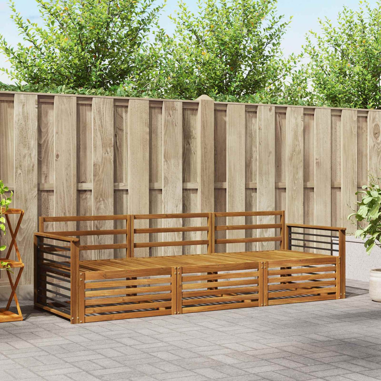 vidaXL Outdoor Sofa Set 3 pcs Natural Solid Acacia Wood 1