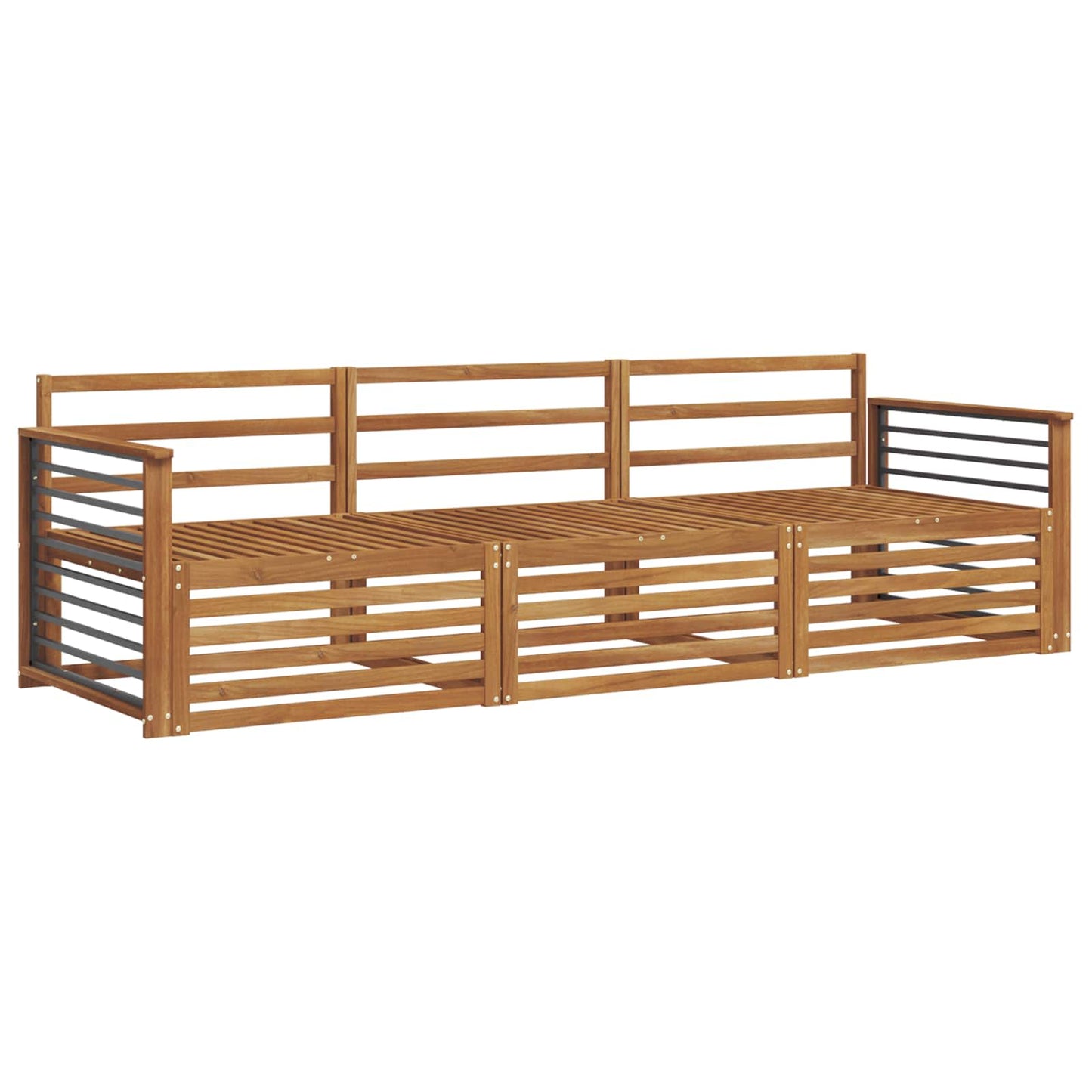 vidaXL Outdoor Sofa Set 3 pcs Natural Solid Acacia Wood 2