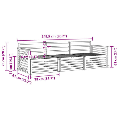 vidaXL Outdoor Sofa Set 3 pcs Natural Solid Acacia Wood 6