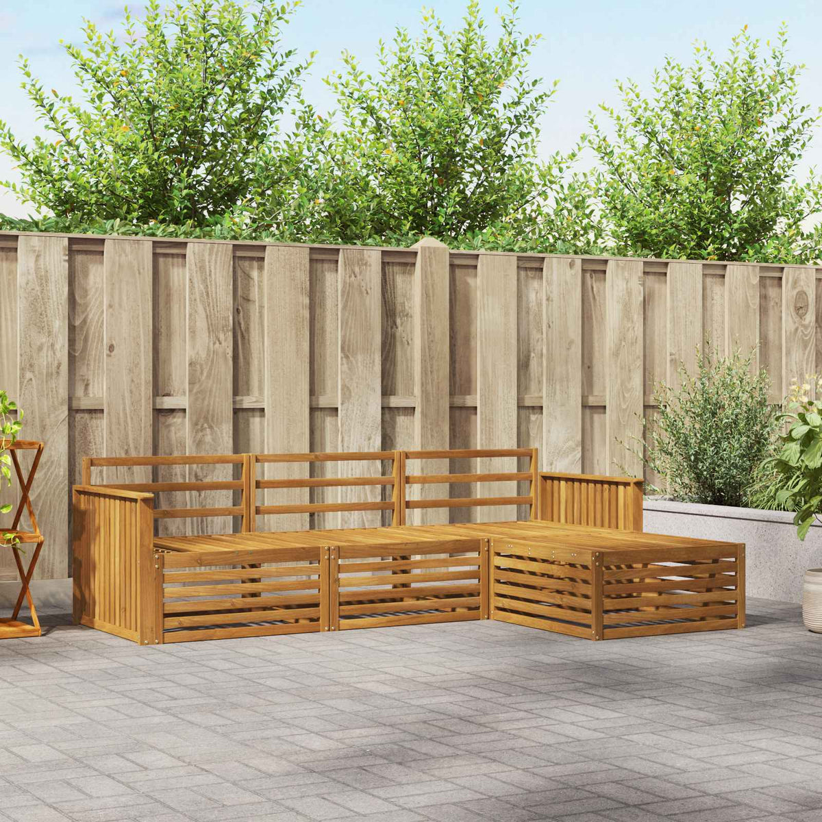 vidaXL Outdoor Sofa Set 4 pcs Natural Solid Acacia Wood 1