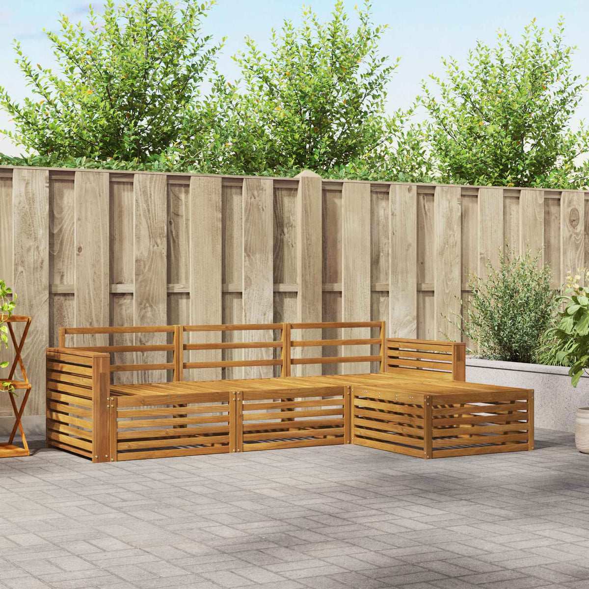 vidaXL Outdoor Sofa Set 4 pcs Natural Solid Acacia Wood 1