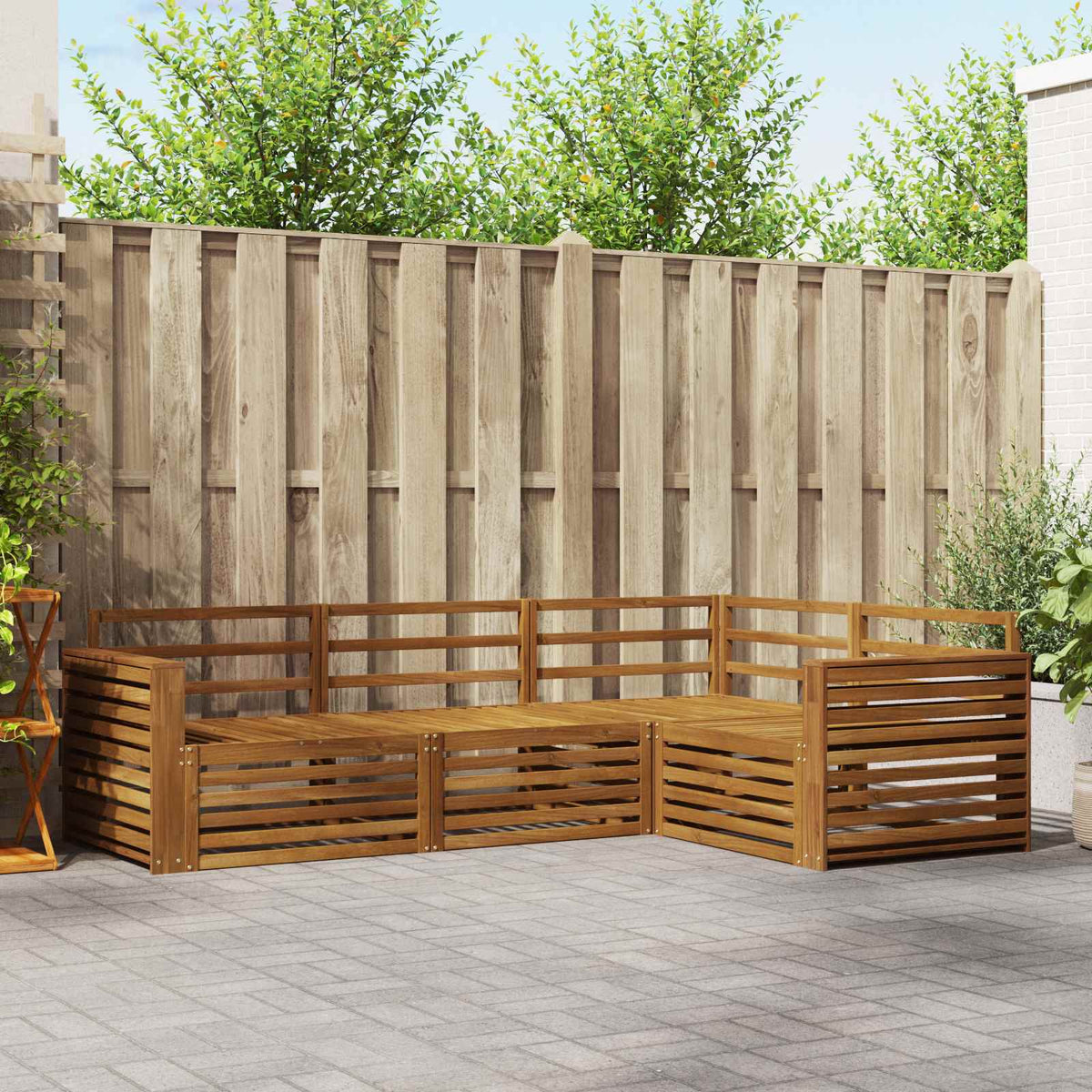 vidaXL Outdoor Sofa Set 4 pcs Natural Solid Acacia Wood 1