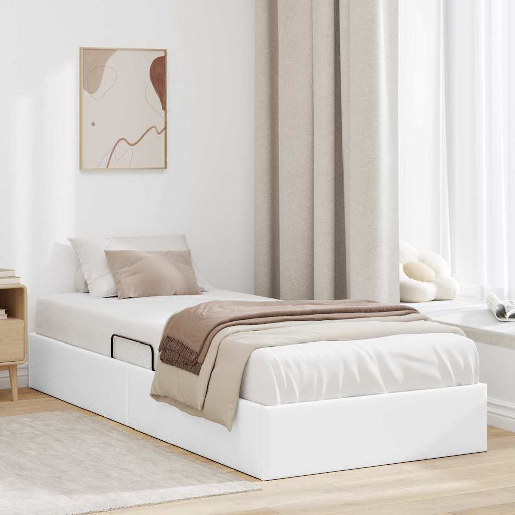 Storage Bed 100 x 190 cm Faux leather White Twin XL