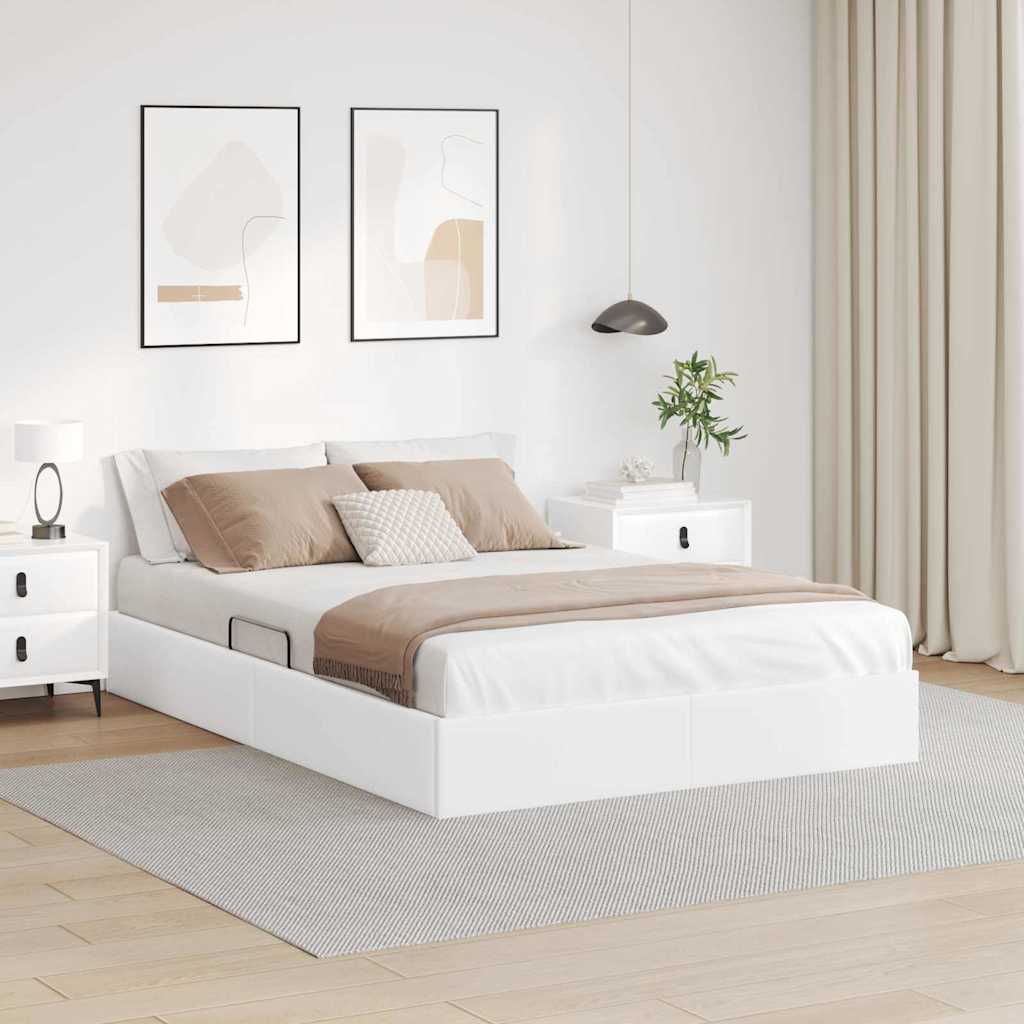 Storage Bed 100 x 190 cm Faux leather White Queen