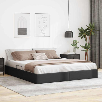 Storage Bed 100 x 190 cm Faux leather Black King