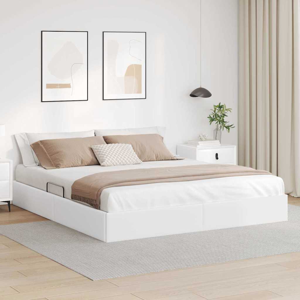 vidaXL Storage Bed with Storage Pure White 183 x 213 cm Faux leather 1