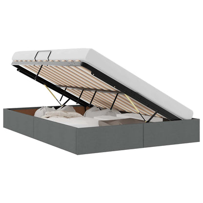 vidaXL Storage Bed with Storage Dark Grey 135 x 190 cm Fabric 2