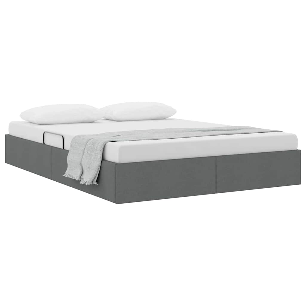 vidaXL Storage Bed with Storage Dark Grey 135 x 190 cm Fabric 3