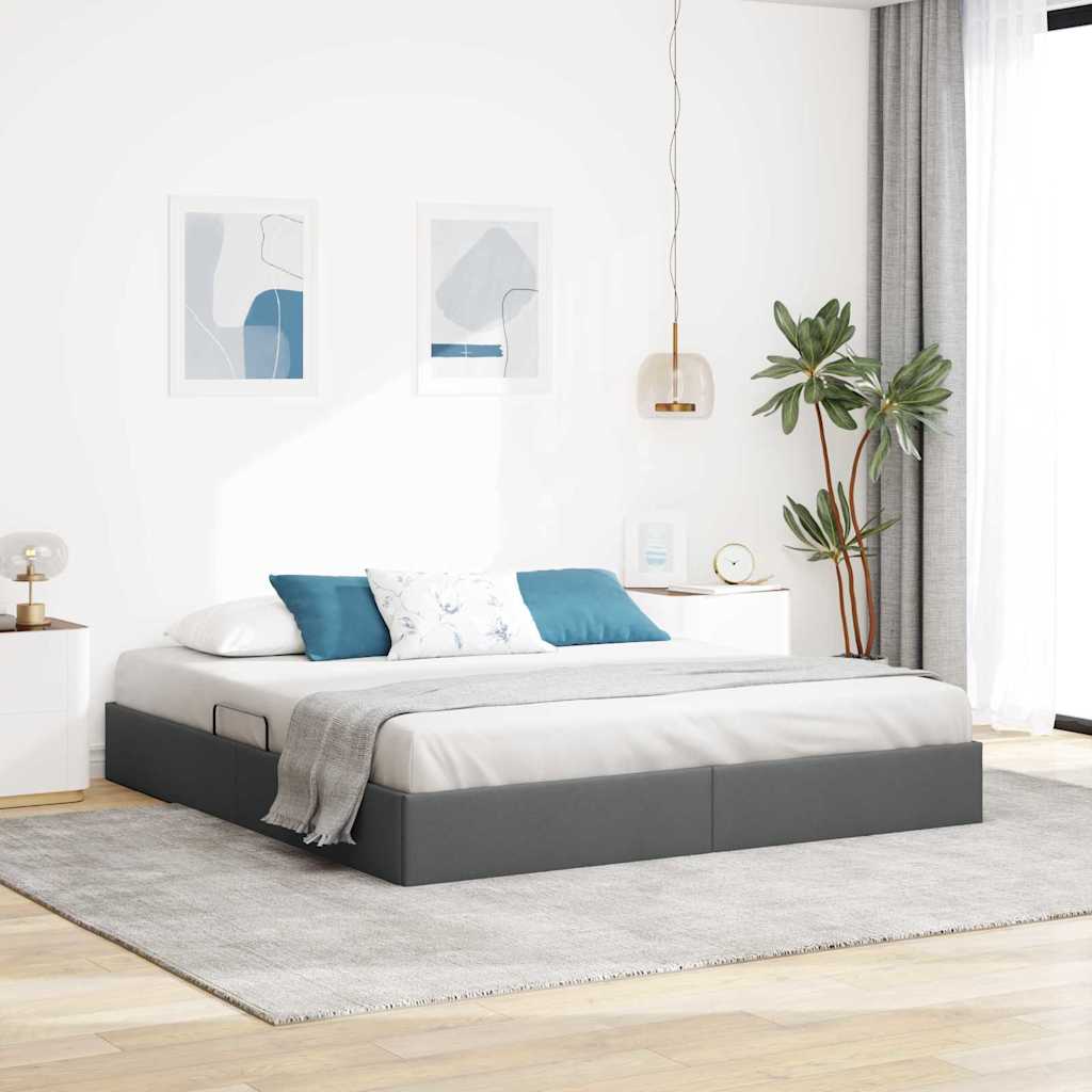 vidaXL Storage Bed with Storage Dark Grey 180 x 200 cm Fabric 1