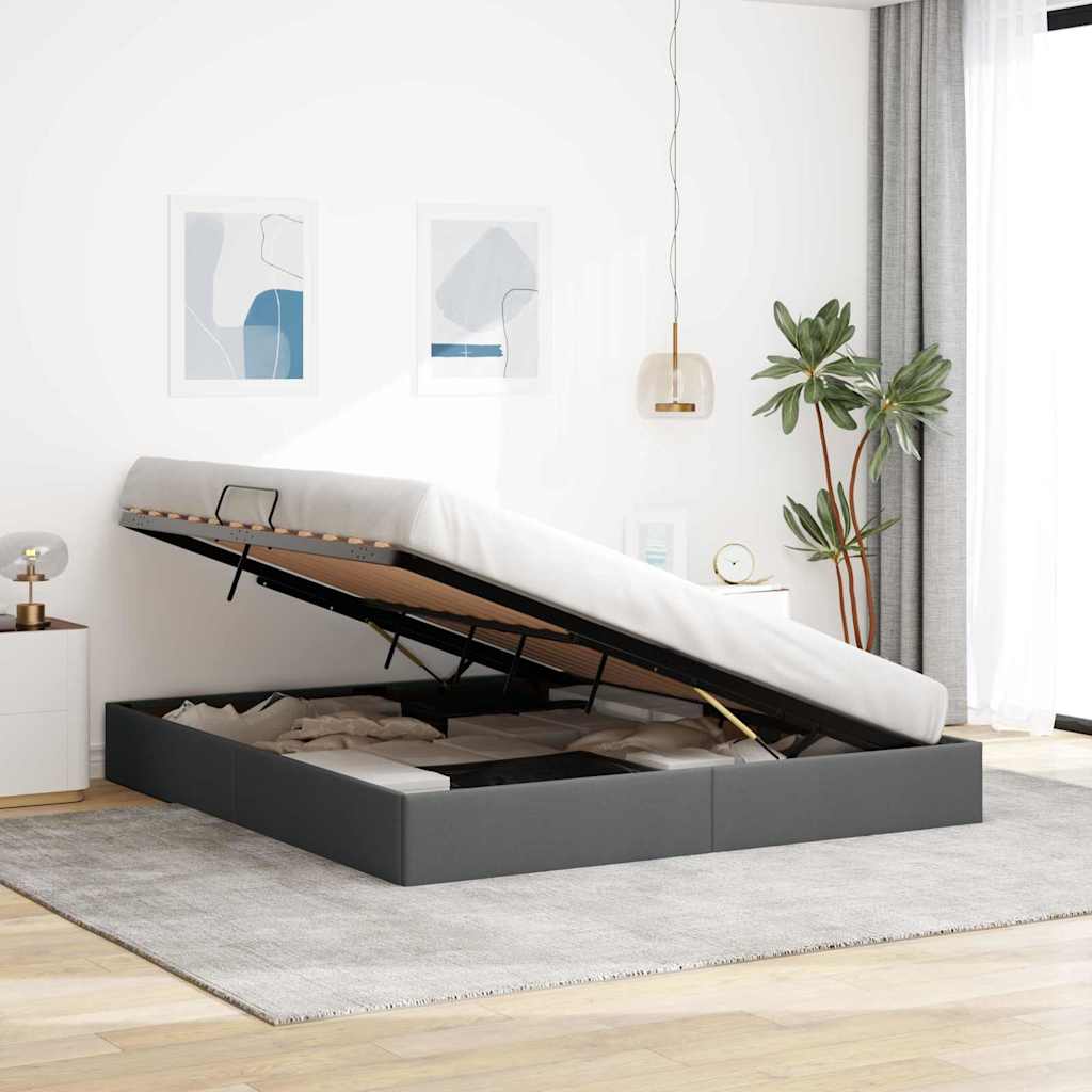 vidaXL Storage Bed with Storage Dark Grey 180 x 200 cm Fabric 4