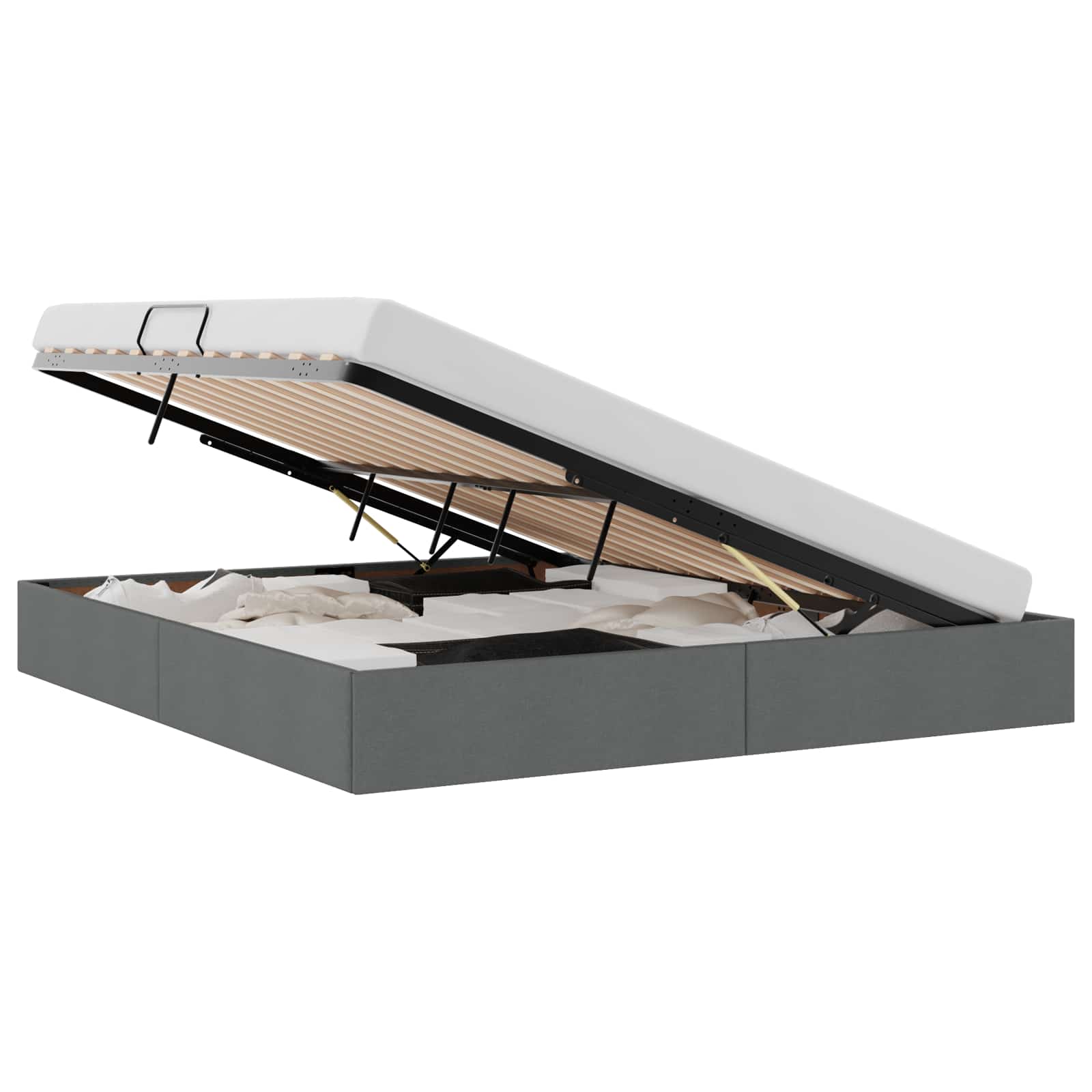 vidaXL Storage Bed with Storage Dark Grey 180 x 200 cm Fabric 2