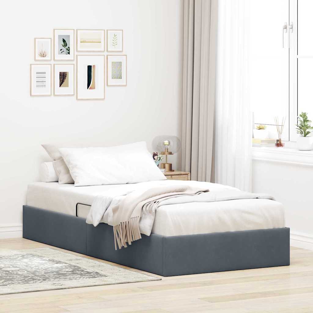 vidaXL Storage Bed with Storage Dark Grey 100 x 190 cm Velvet 1