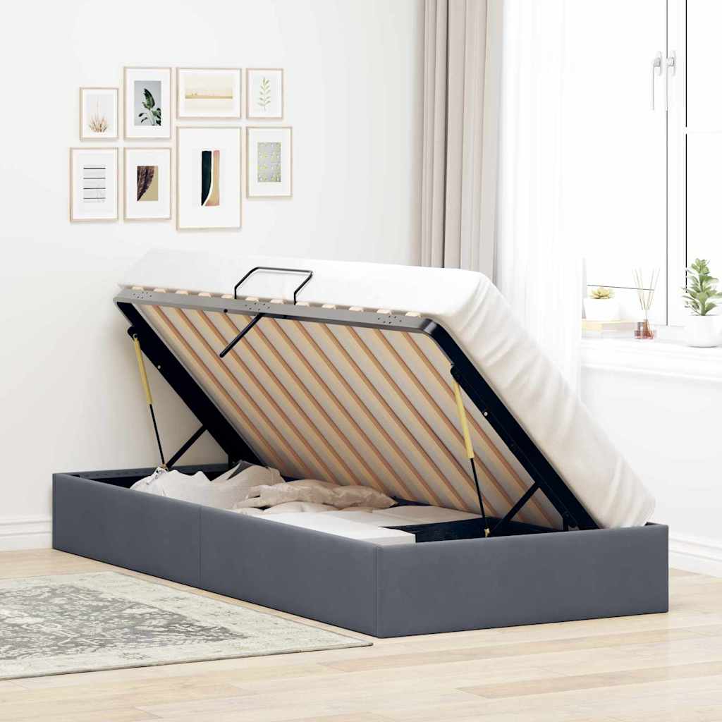 vidaXL Storage Bed with Storage Dark Grey 100 x 190 cm Velvet 4