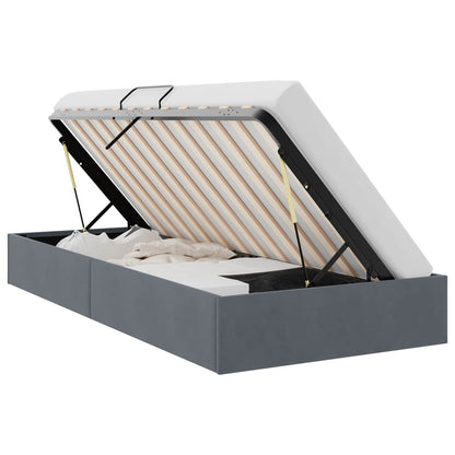 vidaXL Storage Bed with Storage Dark Grey 100 x 190 cm Velvet 2