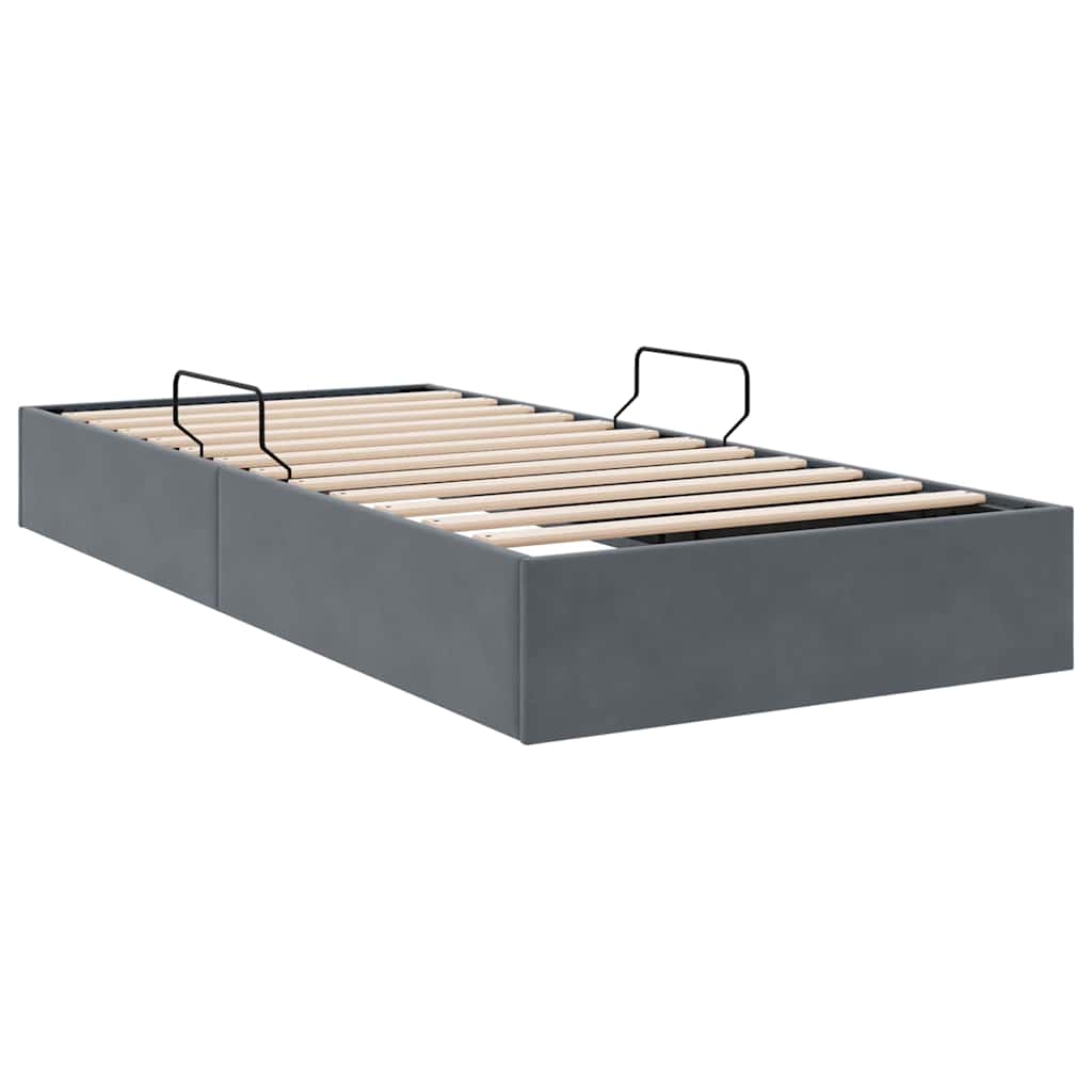vidaXL Storage Bed with Storage Dark Grey 100 x 190 cm Velvet 5