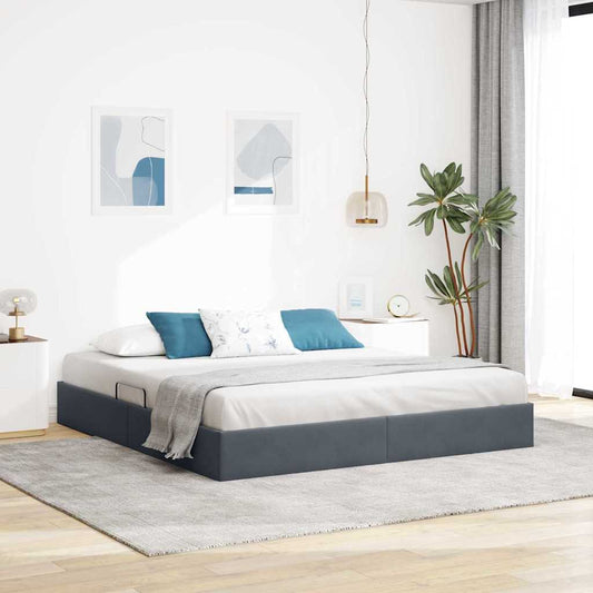 Storage Bed 100 x 190 cm Velvet Dark grey California King