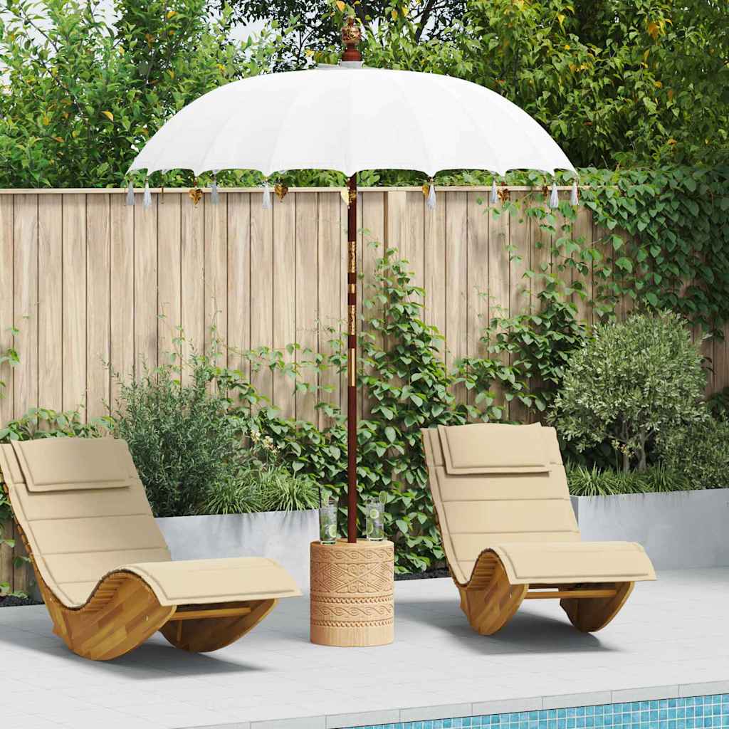 vidaXL Balinese Parasol with Base Cream and Natual 190 x 190 x 250 cm 1