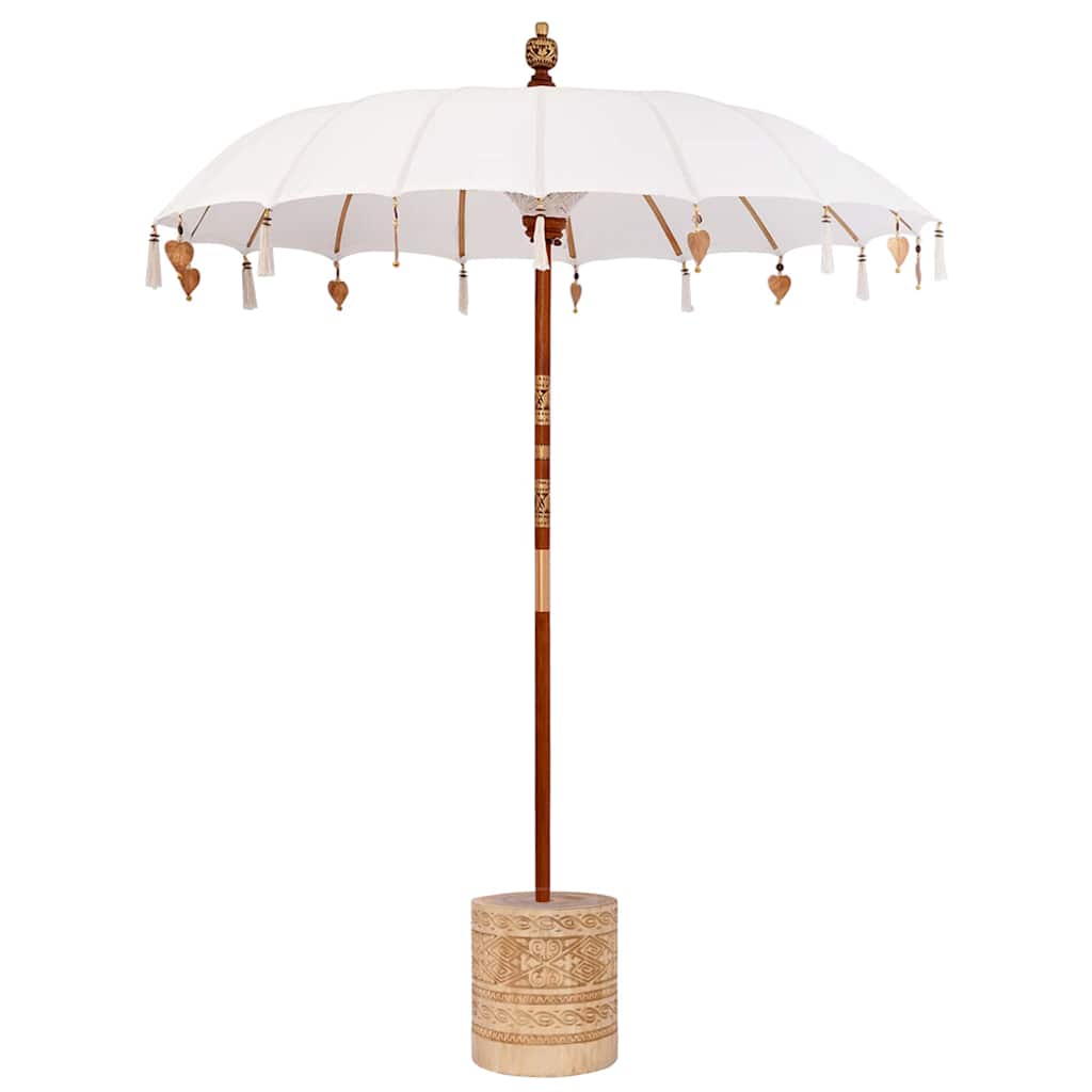 vidaXL Balinese Parasol with Base Cream and Natual 190 x 190 x 250 cm 2