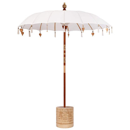 Balinese Parasol with Base Round 190 x 190 x 295 cm with natural base