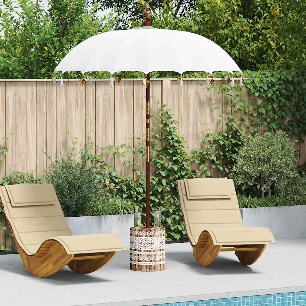 vidaXL Balinese Parasol with Base Cream and White 190 x 190 x 250 cm 1