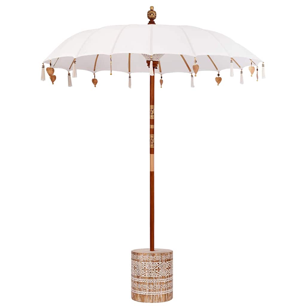 vidaXL Balinese Parasol with Base Cream and White 190 x 190 x 250 cm 2