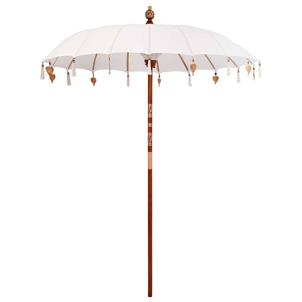vidaXL Balinese Parasol with Base Cream and White 190 x 190 x 250 cm 4