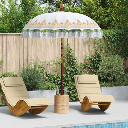 vidaXL Balinese Parasol with Base Ø 180-190 cm Cream 1