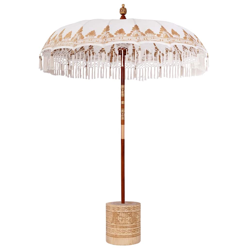 vidaXL Balinese Parasol with Base Ø 180-190 cm Cream 2