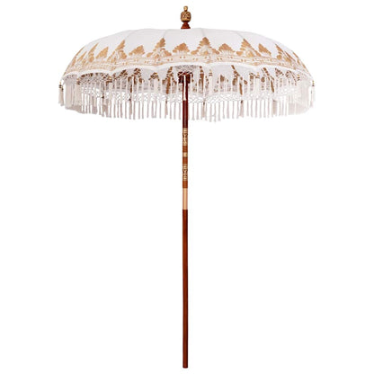 vidaXL Balinese Parasol with Base Ø 180-190 cm Cream 4