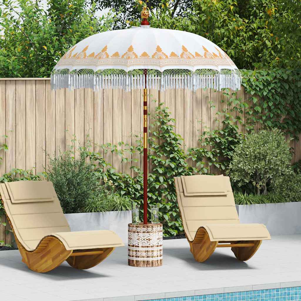 vidaXL Balinese Parasol with Base Ø 180-190 cm Cream 1