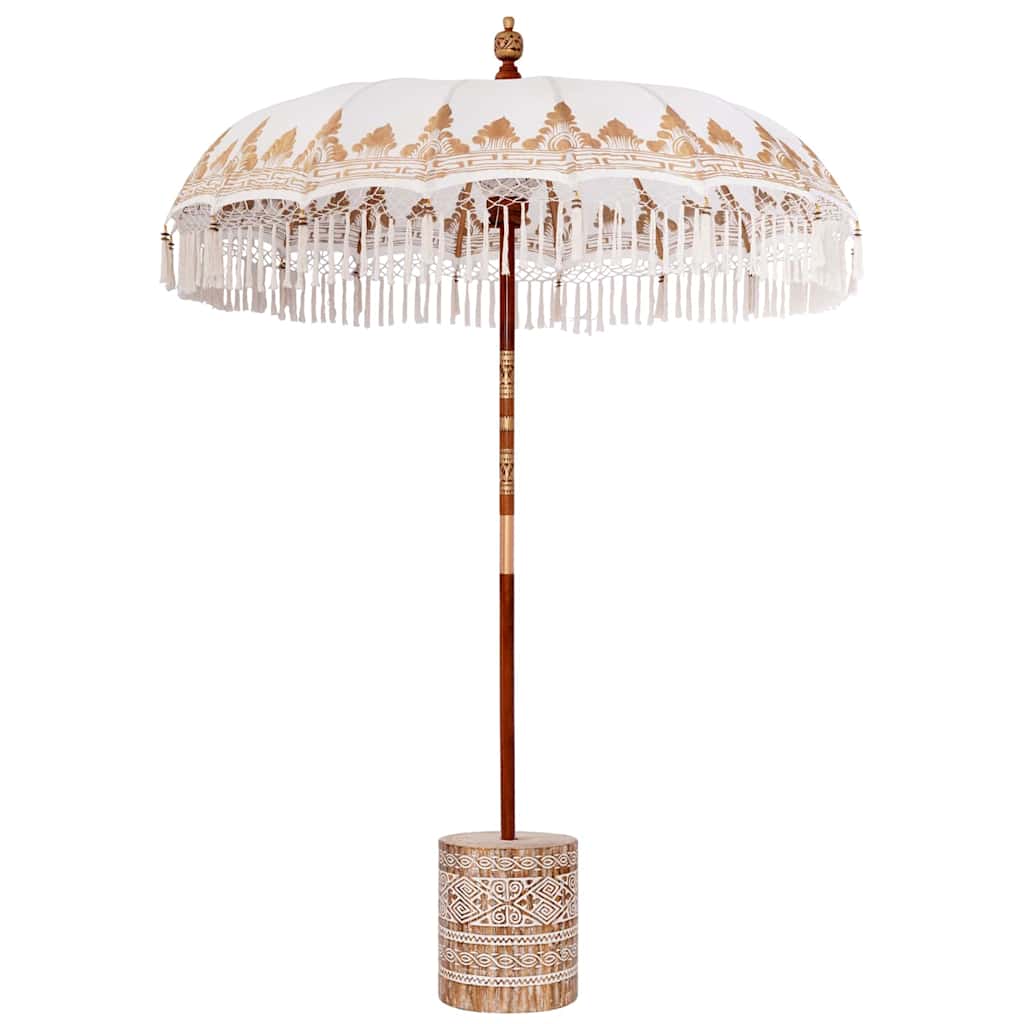 vidaXL Balinese Parasol with Base Ø 180-190 cm Cream 2