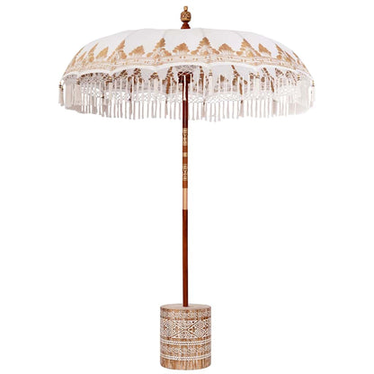 vidaXL Balinese Parasol with Base Ø 180-190 cm Cream 2
