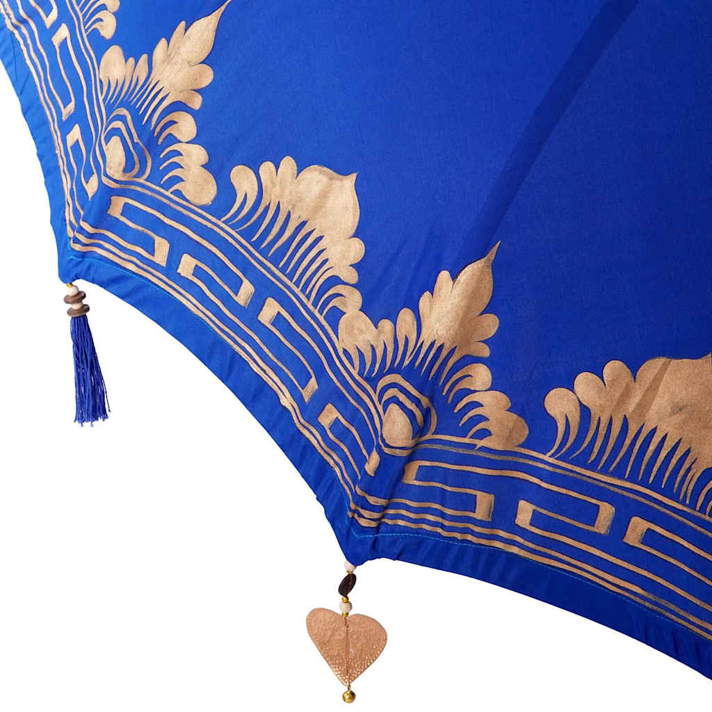 Balinese Parasol with Base Blue 215 x 215 x 260 cm with natural base