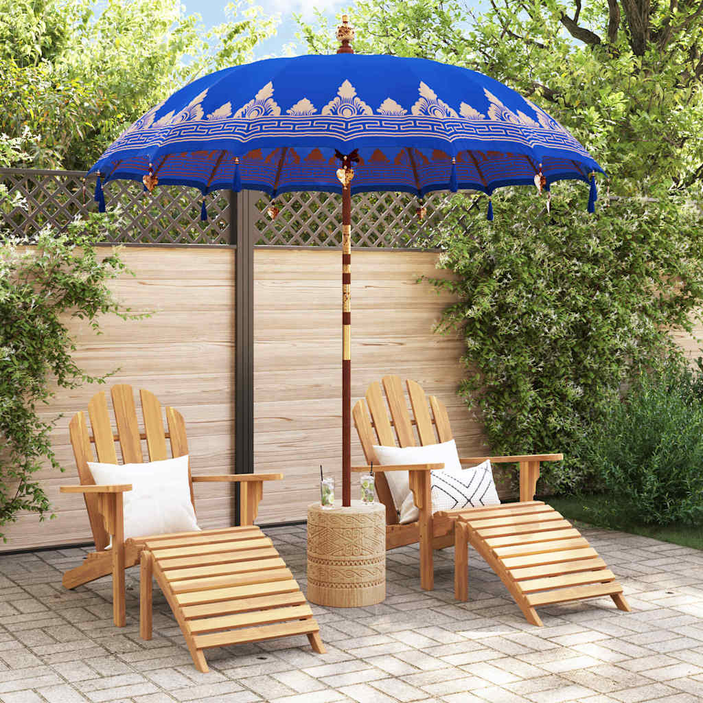 Balinese Parasol with Base Blue 215 x 215 x 260 cm with natural base