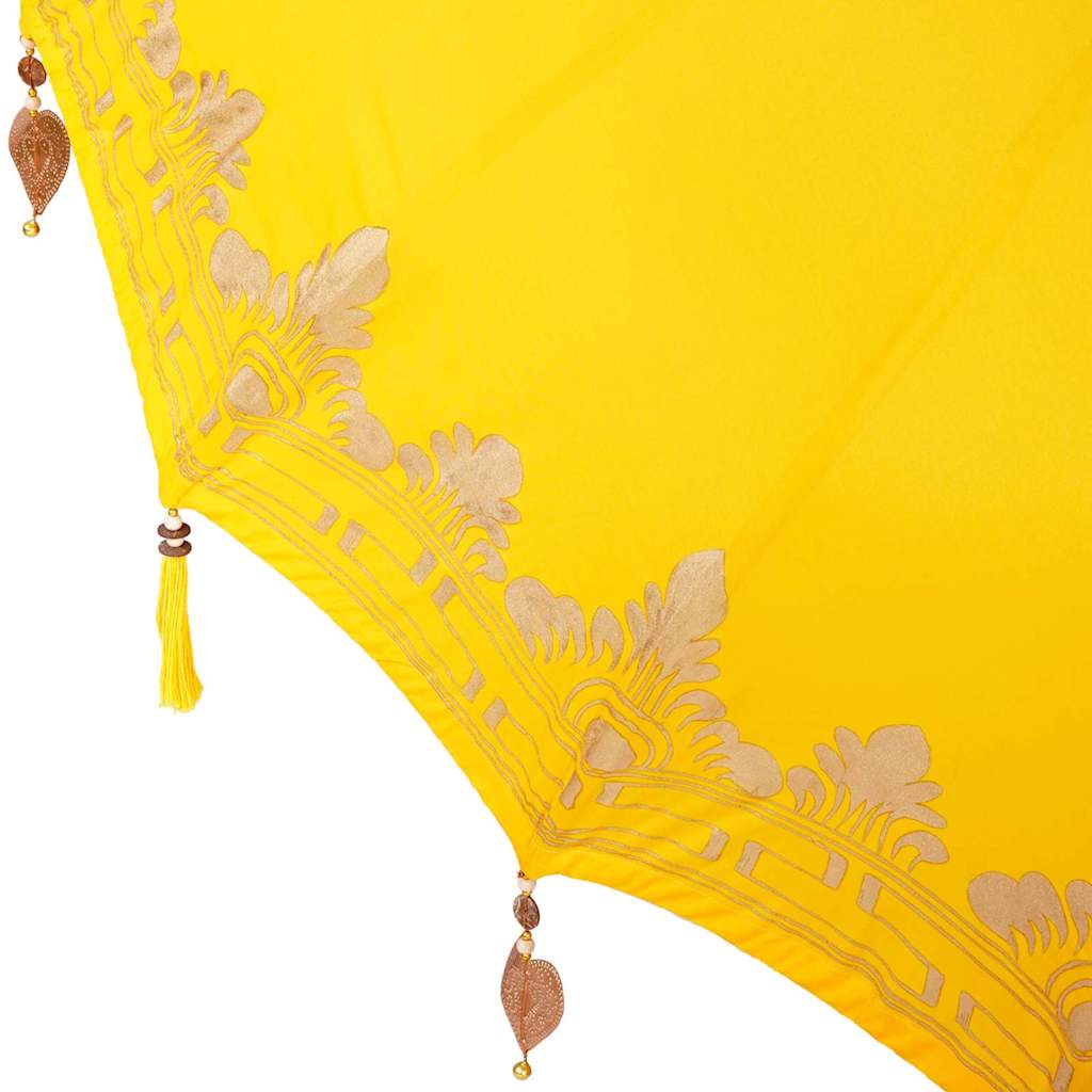 Balinese Parasol with Base Yellow 185 x 185 x 260 cm Ø 180-190 cm with natural base
