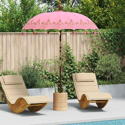 vidaXL Balinese Parasol with Base Ø 180-190 cm Pink 1