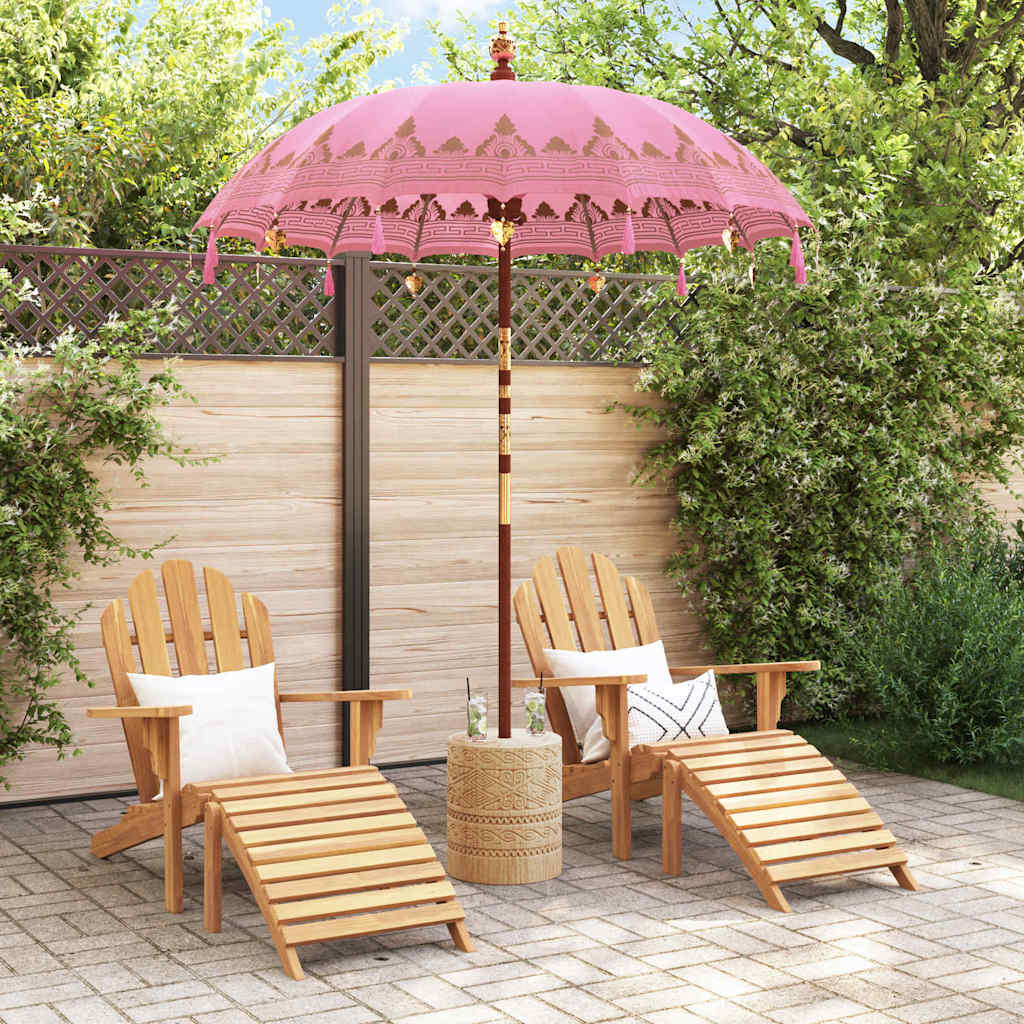 vidaXL Balinese Parasol with Base Ø 180-190 cm Pink 3