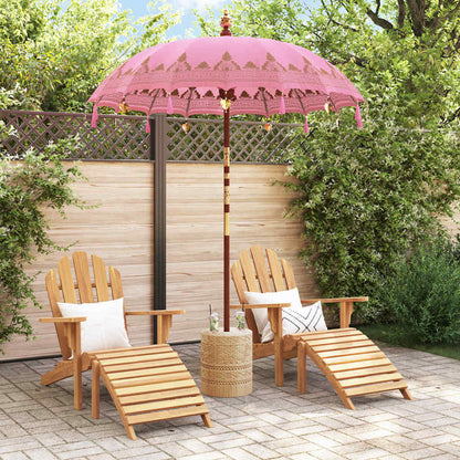 vidaXL Balinese Parasol with Base Ø 180-190 cm Pink 3