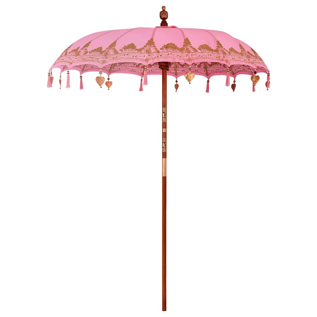 vidaXL Balinese Parasol with Base Ø 180-190 cm Pink 4