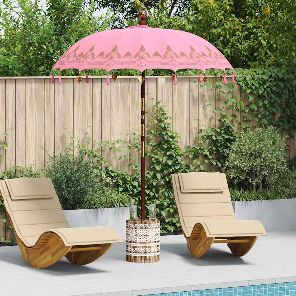 vidaXL Balinese Parasol with Base Ø 180-190 cm Pink 1
